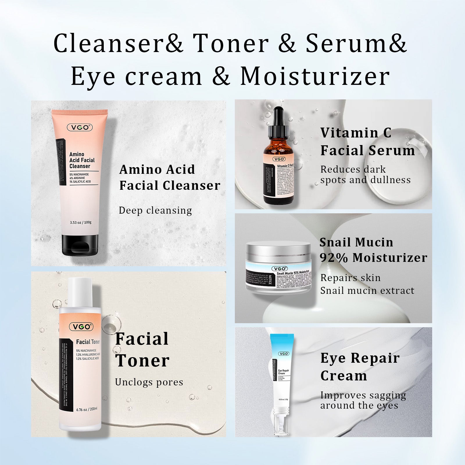 TONER - SERUM-EYE CREAM - MOISTURIZER